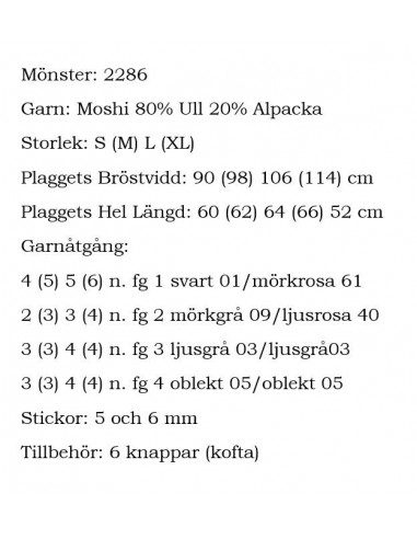 Stickbeskrivning 2286 Moshi