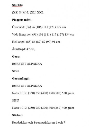 Stickbeskrivning Tiril 3 Borstad Alpakka Norsk Text