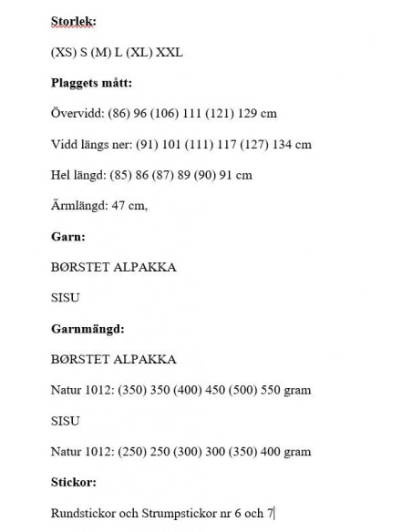 Stickbeskrivning Tiril 3 Borstad Alpakka Norsk Text