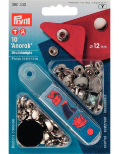 Tryckknappar Anorak 12mm silver