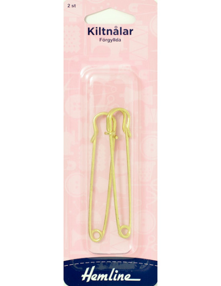 Kiltnål Förgylld 75mm 2-pack