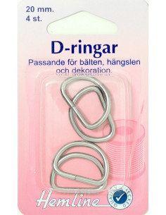 D-ring förnicklad 20mm 4st