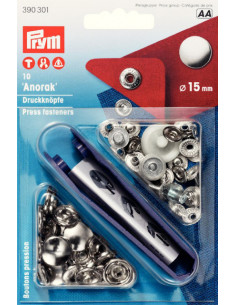 Nittryckknapp "Anorak" 15mm Silver