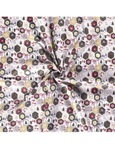 Bomullspoplin Jul Offwhite