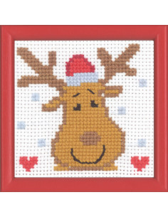 Broderi Älg med tomtemössa