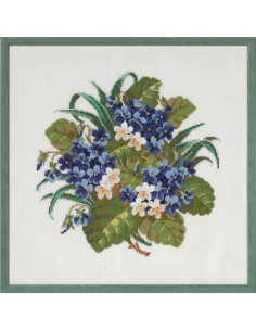 Broderi Tavla Korg med Violer 37x37