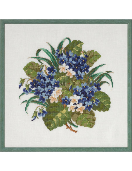 Broderi Tavla Korg med Violer 37x37