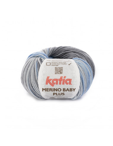 Merino Baby Plus 202 Himmelsblå/Grå