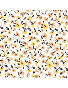 Viskosjersey aprikos/gula Blommor