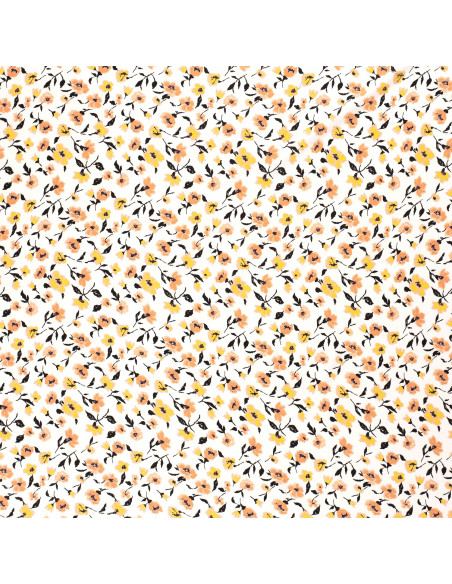 Viskosjersey aprikos/gula Blommor
